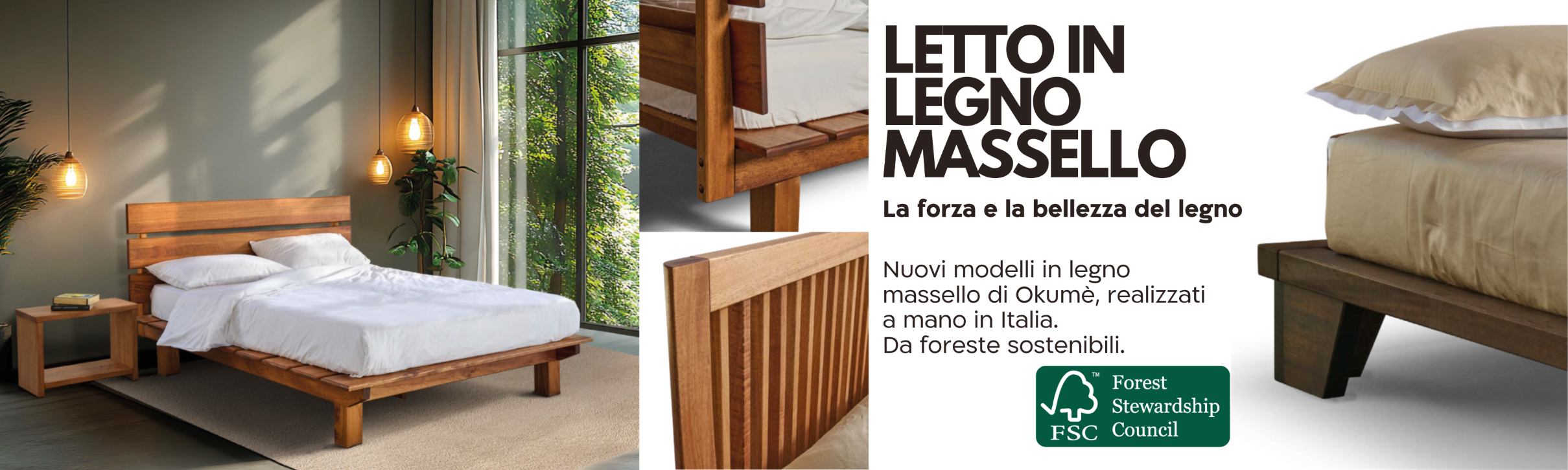 Letti in legno massello di Okumè