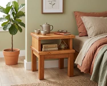 Comodino in Legno Massello Okumè JI – Naturale o Tinto | 4 Finiture