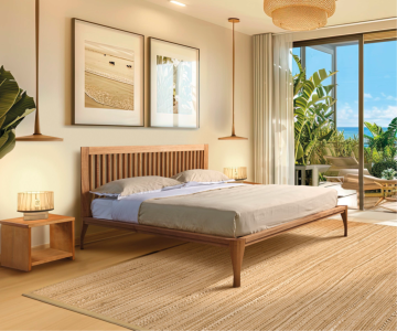 Letto Sharon in Massello di Okumè | Elegante e Slanciato | 4 Finiture