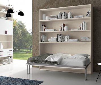 Libreria con letto singolo a scomparsa orizzontale Spazio Prof. 39 – Salvaspazio funzionale | Gardinistore.it