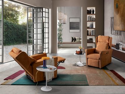 Poltrona relax sfoderabile con doppia pediera e kit roller | Prisca Plus