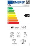 Lavatrice 6 kg Slim,1000 Giri, Classe D, BEKO - WUXS61032WI-IT