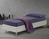 Letto in ecopelle personalizzabile con rete coperta e struttura in legno