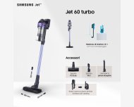 Samsung Jet 60 Turbo, Aspirapolvere Senza Fili 150W, colore Violet  - VS15A6031R4