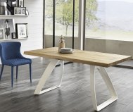 Tavolo in legno di rovere allungabile con gambe in metallo bianche | Gardinistore